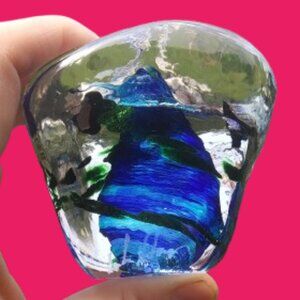 artist signed art glass paperweight asymmetrical shape